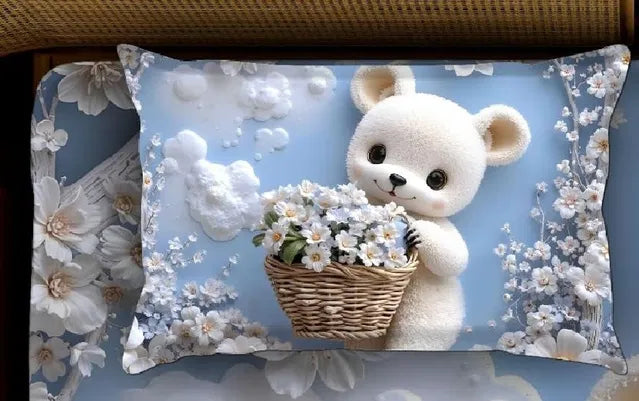 7D Glace Cotton Super King Printed Bedsheet with Pillow Covers